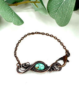 Genuine Turquoise Free Flow Copper Wire Wrapped Bracelet