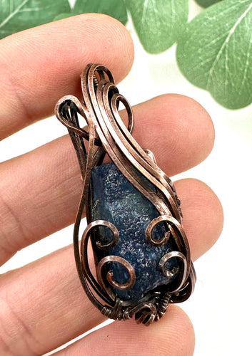 Raw Aquamarine Flow Wire Wrapped Pendant Necklace