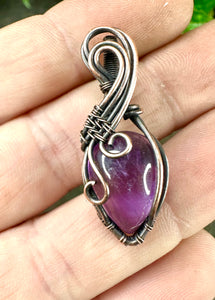 Amethyst Hannah Copper Wire Wrapped Pendant Necklace