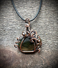 Load image into Gallery viewer, Orange Labradorite Pumpkin Wire Wrapped Copper Necklace