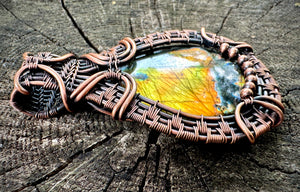 Orange Labradorite Dendro Amulet