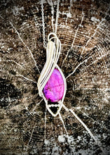 Load image into Gallery viewer, Purple Labradorite Echo Wire Wrapped Pendant Necklace