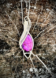 Purple Labradorite Echo Wire Wrapped Pendant Necklace