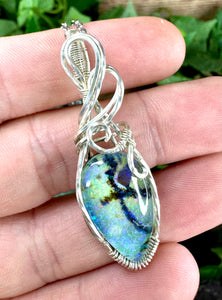 Monarch Opal-Sterling Silver-Lux Wire Wrapped Pendant Neclace