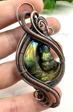 Load image into Gallery viewer, Copper Labradorite Buddha Moon Wire Wrapped Amulet