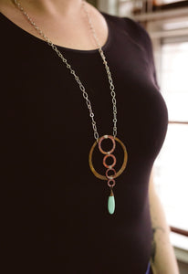 Fire Pained and Flamed Copper Coterie Turquoise Necklace