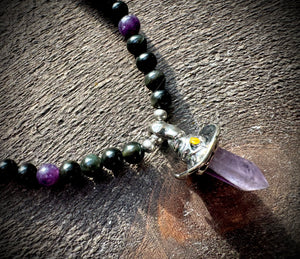 Sorcerers Amethyst & Golden Obsidian Stone Necklace