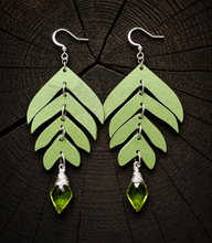 Load image into Gallery viewer, Boho Leaf &amp; Peridot Earrings