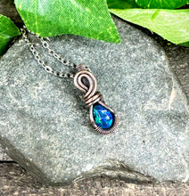 Load image into Gallery viewer, Blue Opal Nano Copper Wire Wrapped Pendant Necklace