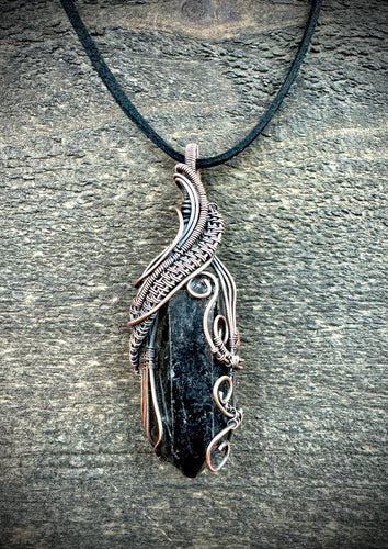 Raw Smokey Quartz Wire Wrapped Pendant Necklace