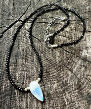 Load image into Gallery viewer, Minimal Black Tourmaline &amp; Rainbow Moonstone Necklace