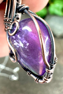 Amethyst Hannah Copper Wire Wrapped Pendant Necklace
