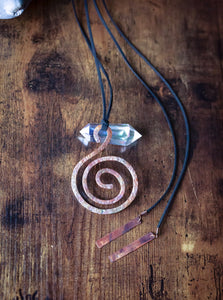 Fire Painted Copper Large Circle of Life Wrap Necklace