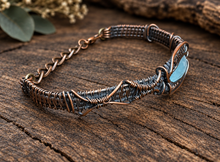 Load image into Gallery viewer, Aquamarine Eye Bangle Bracelet