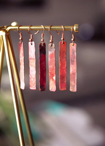 Flamed Copper Stick Earrings