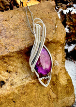 Load image into Gallery viewer, Purple Labradorite Echo Wire Wrapped Pendant Necklace