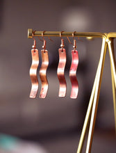 Load image into Gallery viewer, Flamed Copper Wave Stick Earrings