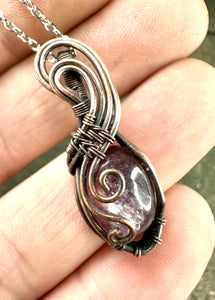 Lepidolite Hannah Copper Wire Wrapped Pendant Necklace