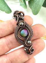 Load image into Gallery viewer, Rainbow Titanium Druzy Jennifer Copper Wire Wrapped Pendant Necklace