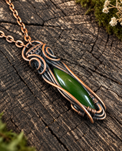 Load image into Gallery viewer, Wyoming Jade Copper Wire Wrapped Pendant Necklace