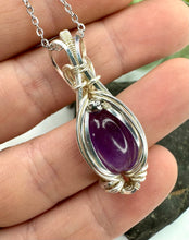 Load image into Gallery viewer, Amethyst Source of Life Silver Wire Wrapped Pendant Necklace