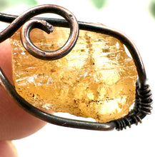 Load image into Gallery viewer, Raw Yellow Topaz Minimal Wire Wrapped Pendant Necklace