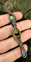 Load image into Gallery viewer, Copper Green Amethyst &amp; Opal Flake Stick Pendant Necklace