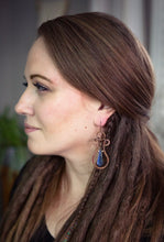 Load image into Gallery viewer, Labradorite Balb Hammered Earrings
