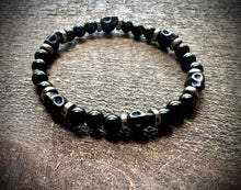 Load image into Gallery viewer, Black Obsidian Skull Bracelet