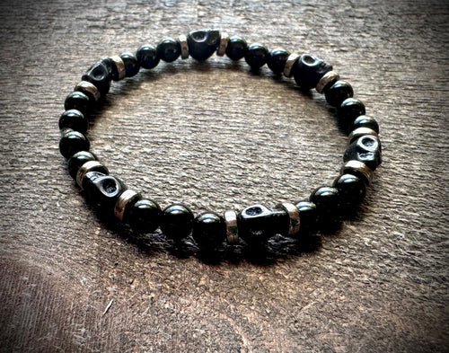 Black Obsidian Skull Bracelet