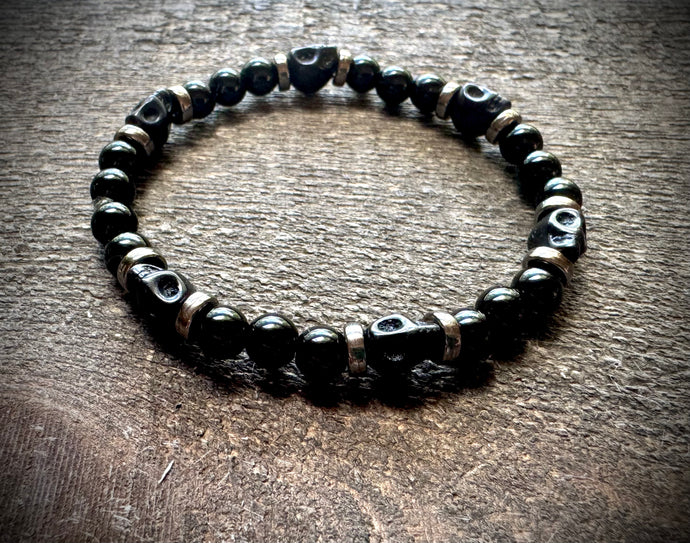 Black Obsidian Skull Bracelet