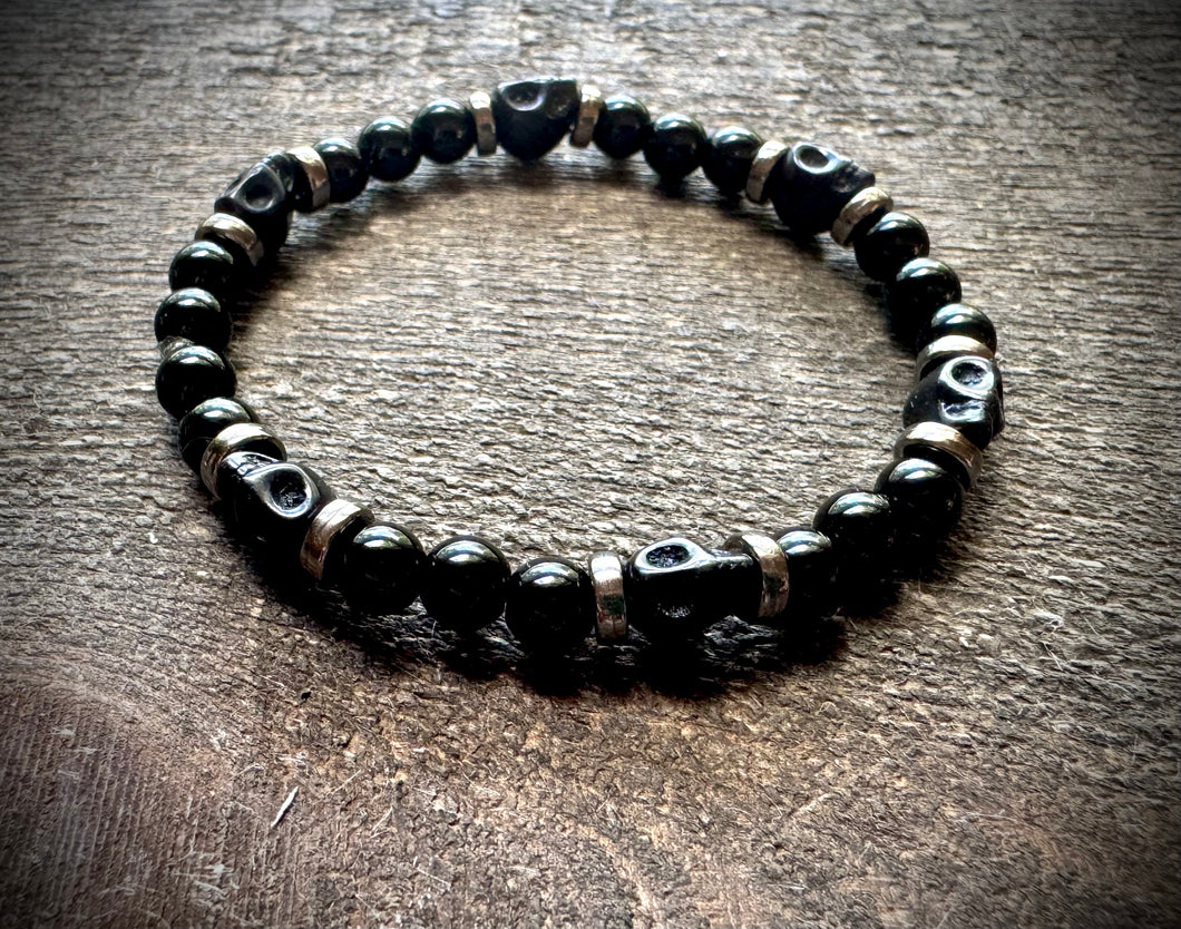 Black Obsidian Skull Bracelet