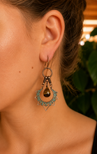 Load image into Gallery viewer, Boho Sun Patina &amp; Tigers Eye Earrings