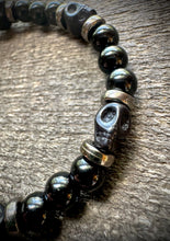 Load image into Gallery viewer, Black Obsidian Skull Bracelet
