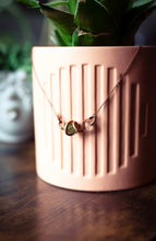 Load image into Gallery viewer, Peridot Flamed Scroll Necklace