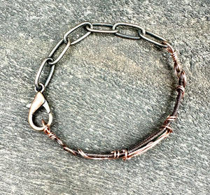 Green Tourmaline Wire Weave Copper Bracelet