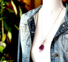 Load image into Gallery viewer, Purple Labradorite Echo Wire Wrapped Pendant Necklace