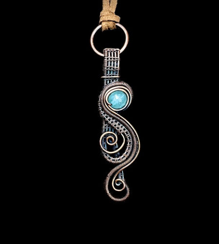 Aquamarine Seahorse Wire Wrapped Pendant Necklace
