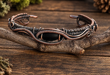 Load image into Gallery viewer, Black Tourmaline Swirl Eye Bangle