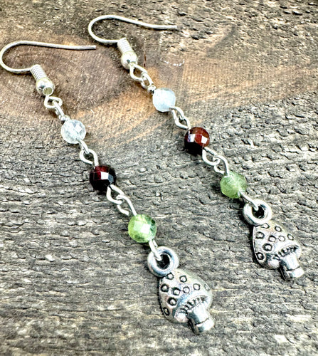 Gemstone Forest Mushroom Earrings