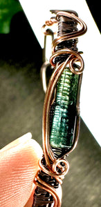 Green Tourmaline Wire Weave Copper Bracelet