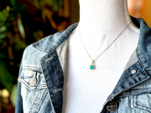 Amazonite Silver Snowflake Pendant Necklace