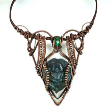 Load image into Gallery viewer, Ravion Labradorite &amp; Emerald Collar Necklace