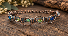 Load image into Gallery viewer, Triple Smoked Opal &amp; Peridot Bangle