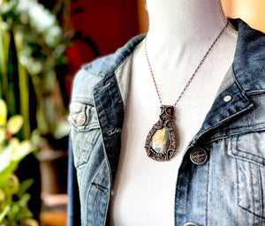 Orange Labradorite Dendro Amulet