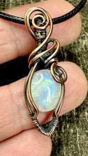 Load image into Gallery viewer, Rainbow Moonstone Wire Wrapped Pendant Necklace-Copper