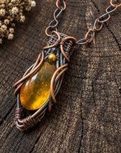 Load image into Gallery viewer, Baltic Amber Wire Wrapped Copper Pendant Necklace