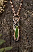 Load image into Gallery viewer, Wyoming Jade Copper Wire Wrapped Pendant Necklace