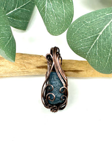 Raw Aquamarine Flow Wire Wrapped Pendant Necklace