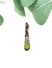 Load image into Gallery viewer, Raw Peridot Minimal Copper Wire Wrapped Pendant Necklace